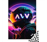 Wooden Puzzle 500 Pieces Punk Astronaut3 Jigsaw Creative Rectangular Puzzle Great Jigsaw Puzzle For Adults 500pcs (52x38cm)