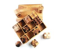 Wooden Puzzle Box Sets include 3D brain teasers, logic puzzles, and interlocking games for adults and teens-a gift That will add brain-bending fun to your decor. (12-set-wooden)