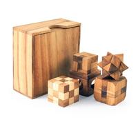 Wooden Puzzle Box Sets Include 3D Brain teasers, Logic Puzzles, and Interlocking Games for Adults and Teens-a Gift That Will add Brain-Bending Fun to Your Decor. (4-Set-Wooden)