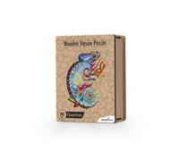 Recent Toys Wooden Jigsaw Puzzle Chameleon for Adults and Kids.195 Piece puzzle, large size 28 x 36cm with Unique Shaped pieces. Includes wooden storage gift box and stand.