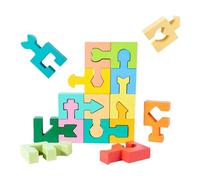 Wooden Puzzle, Creative 16 Piece Set, 16 Pieces, Geometric Shape Puzzle, Preschool Brain teaser, Educational Learning Toy, for Children Ages 4-6 Home Travel Play