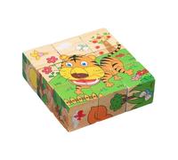 Wooden Puzzle Cube - 15x13x4cm 9 Piece 3D Educational Block Toy Natural Material Learning Game | STEM Cognitive Skill Builder | Preschool Kindergarten Memory Logic Shape Matching Training