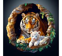 Wooden Puzzle for Adults-200PCS 3D Visual Effect Tiger Family Unique Shape Advanced Wooden Jigsaw Puzzle for Adult, Challenge Wood Jigsaw Puzzles,Best Gift,Home Decoration