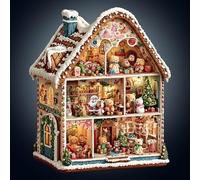 Wooden Puzzle for Adults, 235 Pieces Unique Shaped Christmas Bear's House Jigsaw Puzzles, Wood Adult Puzzle with Gift Box, Christmas Birthday Gifts for Friends Family (L-13.4 * 11.5in)