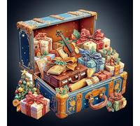 Wooden Puzzle for Adults, 265 Pieces Unique Shaped Music Gift Box Jigsaw Puzzles, Wood Adult Puzzle with Gift Box, Christmas Birthday Gifts for Friends Family (L-13.4 * 12.8in)