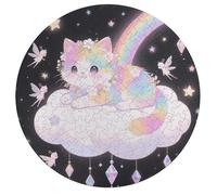 Wooden Puzzle for Adults, Cat on The Cloud Wooden Jigsaw Puzzle, Unique Animal-Shaped Wood-Cut Puzzle for Family and Friends, Gifts 195pcs