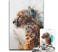 Wooden Puzzle for Adults, Cheetahs Dawn Hunt, 300 Pieces | Year-end puzzle gift for adults with indoor weekend activity at home.
