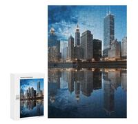 Wooden Puzzle for Adults, Chicago Reflected Printed Puzzle for Adults, Comes with A Beautiful Box