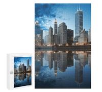 Wooden Puzzle for Adults, Chicago Reflected Printed Puzzle for Adults, Comes with A Beautiful Box
