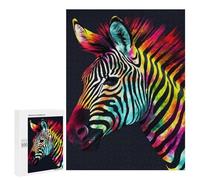 Wooden Puzzle for Adults, Colorful Rainbow Zebra Printed Puzzle for Adults, Comes with A Beautiful Box