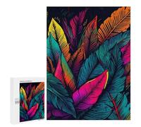 Wooden Puzzle for Adults, Colorful Tropical Leaves Pattern Printed Puzzle for Adults, Comes with A Beautiful Box