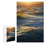 Wooden Puzzle for Adults, Dawn Ocean Waves Printed Puzzle for Adults, Comes with A Beautiful Box