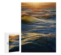 Wooden Puzzle for Adults, Dawn Ocean Waves Printed Puzzle for Adults, Comes with A Beautiful Box