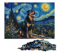 Wooden Puzzle for Adults, Dog Star Night Rottweiler, 1000 Pieces | Jigsaw Puzzle Gift - image-based sorting for steady puzzle progress on quiet evenings.