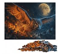 Wooden Puzzle for Adults, Fiery Owl Exploding Into Cubes, 1000 Pieces | A focused indoor hobby: a practical indoor pastime over several sessions.