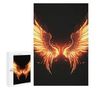 Wooden Puzzle for Adults, Fire Angle Wings Printed Puzzle for Adults, Comes with A Beautiful Box