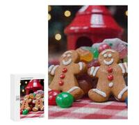 Wooden Puzzle for Adults, Gingerbread Man Candy Printed Puzzle for Adults, Comes with A Beautiful Box