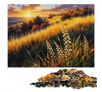 Wooden Puzzle for Adults, Golden Hour Meadow with Wildflowers, 300 Pieces | For gifting: Jigsaw Puzzle - tabletop activity for adults during indoor leisure.