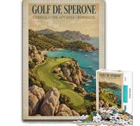Wooden Puzzle for Adults, Golf De Sperone Vintage Poster, 500 Pieces | A focused indoor hobby: a simple way to organise the image at your own pace.