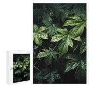 Wooden Puzzle for Adults, Green Leaves Pattern Printed Puzzle for Adults, Comes with A Beautiful Box