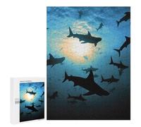 Wooden Puzzle for Adults, Hammerhead Sharks Printed Puzzle for Adults, Comes with A Beautiful Box