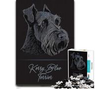 Wooden Puzzle for Adults, Kerry Blue Terrier, 1000 Pieces