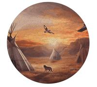 Wooden Puzzle for Adults, Native American Tribes Wooden Jigsaw Puzzle, Unique Animal-Shaped Wood-Cut Puzzle for Family and Friends, Gifts 195pcs