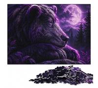 Wooden Puzzle for Adults, Neon Purple Bison Portrait, 1000 Pieces | Thoughtful year-end gift with indoor weekend activity at your own pace.