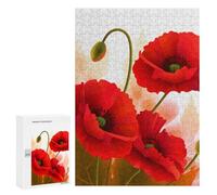 Wooden Puzzle for Adults, Poppy Flowers Vivid Petals Printed Puzzle for Adults, Comes with A Beautiful Box