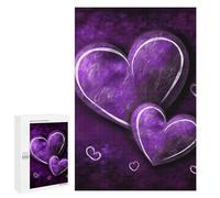 Wooden Puzzle for Adults, Purple Hearts Printed Puzzle for Adults, Comes with A Beautiful Box