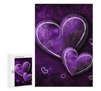 Wooden Puzzle for Adults, Purple Hearts Printed Puzzle for Adults, Comes with A Beautiful Box