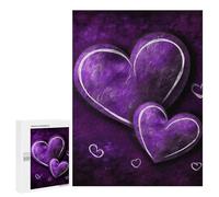 Wooden Puzzle for Adults, Purple Hearts Printed Puzzle for Adults, Comes with A Beautiful Box