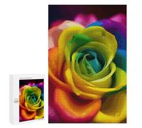 Wooden Puzzle for Adults, Rainbow Flower Printed Puzzle for Adults, Comes with A Beautiful Box