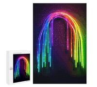 Wooden Puzzle for Adults, Rainbow Neon Printed Puzzle for Adults, Comes with A Beautiful Box