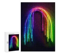 Wooden Puzzle for Adults, Rainbow Neon Printed Puzzle for Adults, Comes with A Beautiful Box