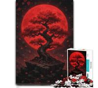 Wooden Puzzle for Adults, Red Moon Bonsai Tree, 500 Pieces | Border-first building: a practical indoor pastime alone or together.