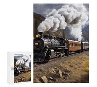 Wooden Puzzle for Adults, Steam Locomotive Train Printed Puzzle for Adults, Comes with A Beautiful Box