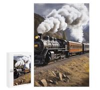 Wooden Puzzle for Adults, Steam Locomotive Train Printed Puzzle for Adults, Comes with A Beautiful Box