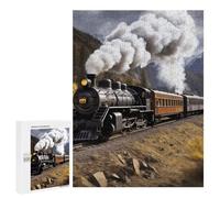 Wooden Puzzle for Adults, Steam Locomotive Train Printed Puzzle for Adults, Comes with A Beautiful Box