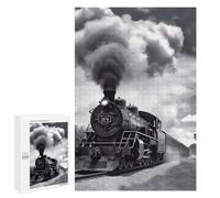 Wooden Puzzle for Adults, Steam Train Clouds Printed Puzzle for Adults, Comes with A Beautiful Box