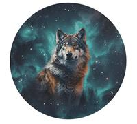 Wooden Puzzle for Adults, Wolf Under The Starry Sky Wooden Jigsaw Puzzle, Unique Animal-Shaped Wood-Cut Puzzle for Family and Friends, Gifts 195pcs