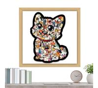 Wooden Puzzle for Cats - Develops Logical Thinking, Artistic Aesthetics with Cute Feline Pattern, Width 218 mm + Extremely Challenging Difficulty - Premium Polished Oak Grain - For R