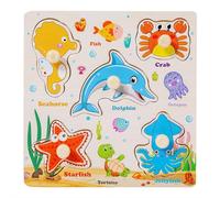 Wooden Puzzle for Toddlers 1-4, 8-Piece Peg Puzzle Set Featuring Animals, Dinosaur, Fruits, Vegetables & Insects, Educational Preschool Learning Toy for Boys and Girls Ages 1-3, 2-4