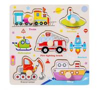 Wooden Puzzle for Toddlers 1-4, 8-Piece Peg Puzzle Set Featuring Animals, Dinosaur, Fruits, Vegetables & Insects, Educational Preschool Learning Toy for Boys and Girls Ages 1-3, 2-4