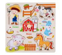 Wooden Puzzle for Toddlers 1-4, 8-Piece Peg Puzzle Set Featuring Animals, Dinosaur, Fruits, Vegetables & Insects, Educational Preschool Learning Toy for Boys and Girls Ages 1-3, 2-4