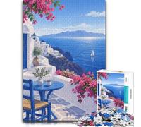 Wooden Puzzle Gift, Adults, Greece+Santorini, 1000 Pieces | A flexible puzzle activity - a practical indoor pastime over several sessions.