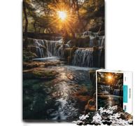 Wooden Puzzle Gift, Adults, Nature Waterfall in Suset, 1000 Pieces | Shared puzzle time - easier piece organisation alone or together.