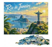 Wooden Puzzle Gift, Adults, Rio De Janeiro Sunset, 1000 Pieces | Jigsaw Puzzle: structured assembly from border to image details at your own pace.