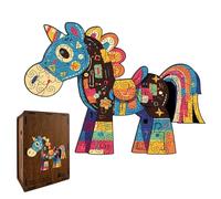 Wooden Puzzle,Learning Horse-Shaped Crafts | Wooden Irregular Shape Puzzle - for Grandparent Grandchild Family Travel Vacation Road Trip Airplane Car Ride Waiting Room