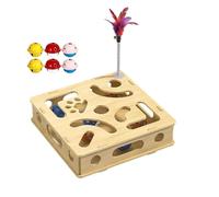 Wooden Puzzle Maze with Bells for Interactive Play and Claws Care Durability Scratcher Intelligence Game Protectors Scratcher Nails Trimmers Bells Puzzle Interactively Toy Wooden Mazes Cats Toy